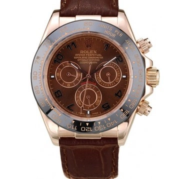 Aaa fake watches Brown Strap Rolex Gold Daytona Leather Rose Brown Dial Case 0820